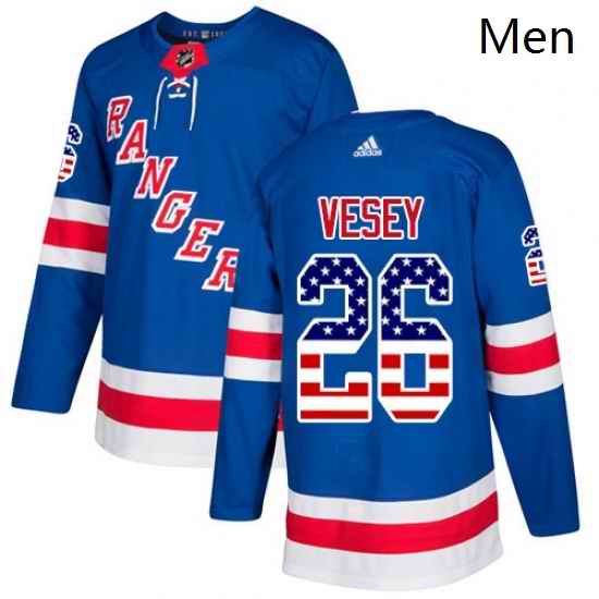 Mens Adidas New York Rangers 26 Jimmy Vesey Authentic Royal Blue USA Flag Fashion NHL Jersey